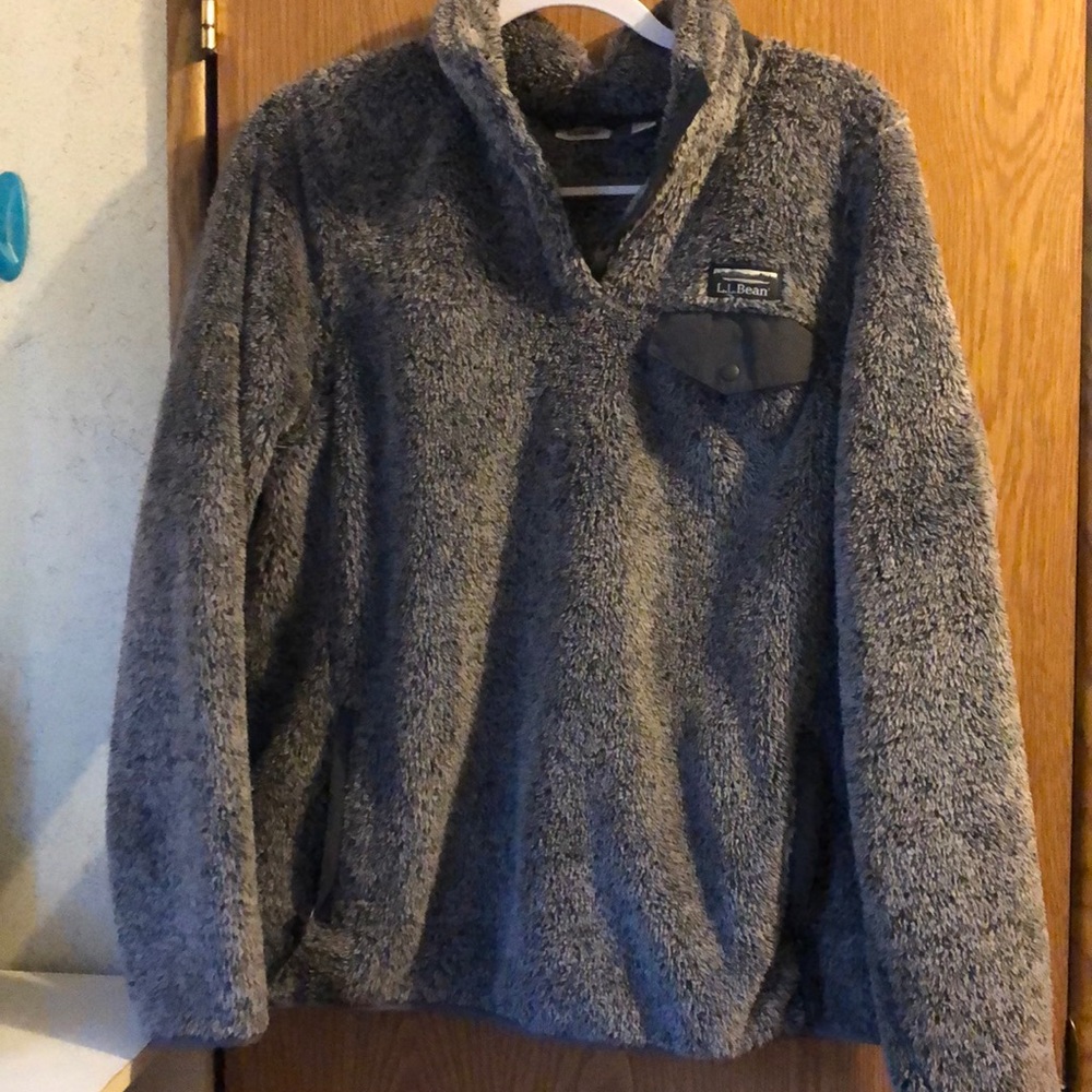 ll bean high pile fleece snap pullover